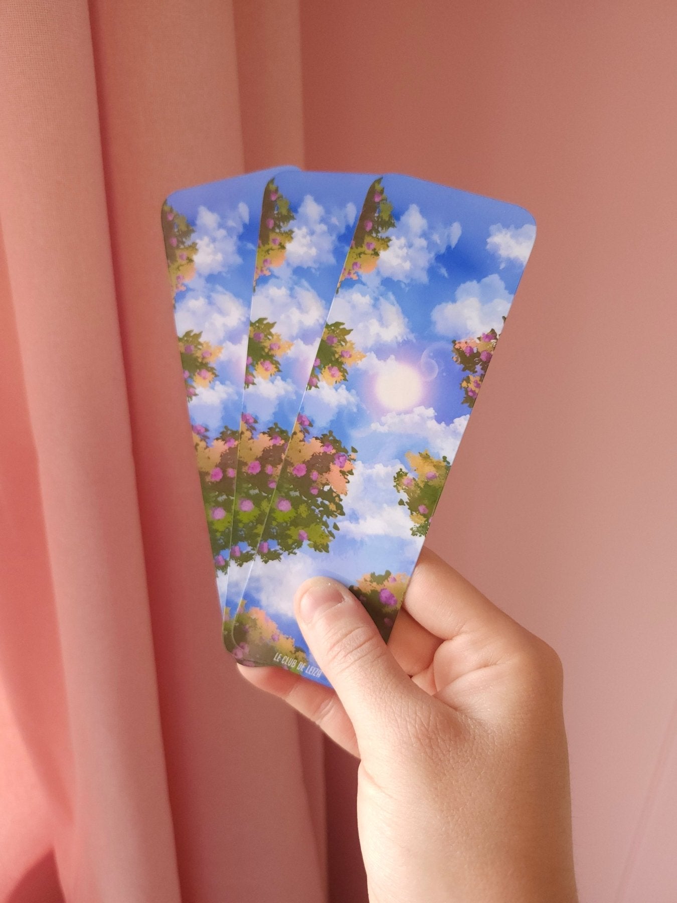 Under the trees handmade bookmark with nature design, peaceful kawaii illustration