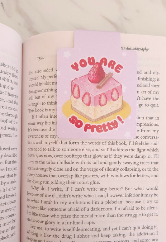 You are so pretty strawberry shortcake magnetic bookmark with positive affirmation