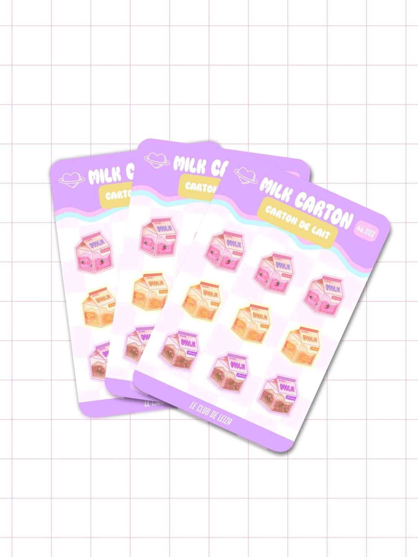 Mini Milk Cartons Vinyl Sticker Sheet | 4"x6" Handmade - Le Club de Leiza - Sticker