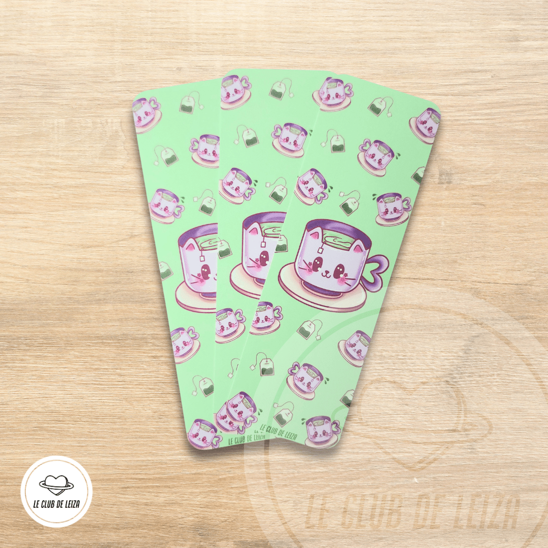 Spill the tea handmade bookmark with sassy message, laminated kawaii design
