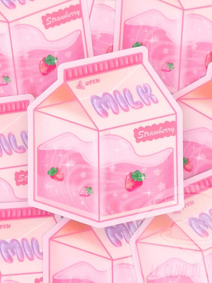 Strawberry Milk Carton - Vinyl Sticker