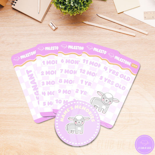 Custom Baby Milestone Sticker Bundle - Lilac Sheep Collection - Le Club de Leiza - Sticker