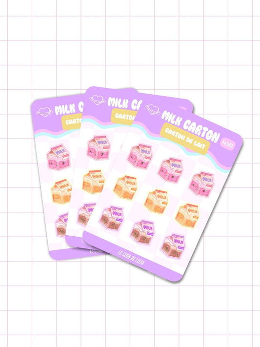 Mini Milk Cartons Vinyl Sticker Sheet | 4"x6" Handmade - Le Club de Leiza - Sticker