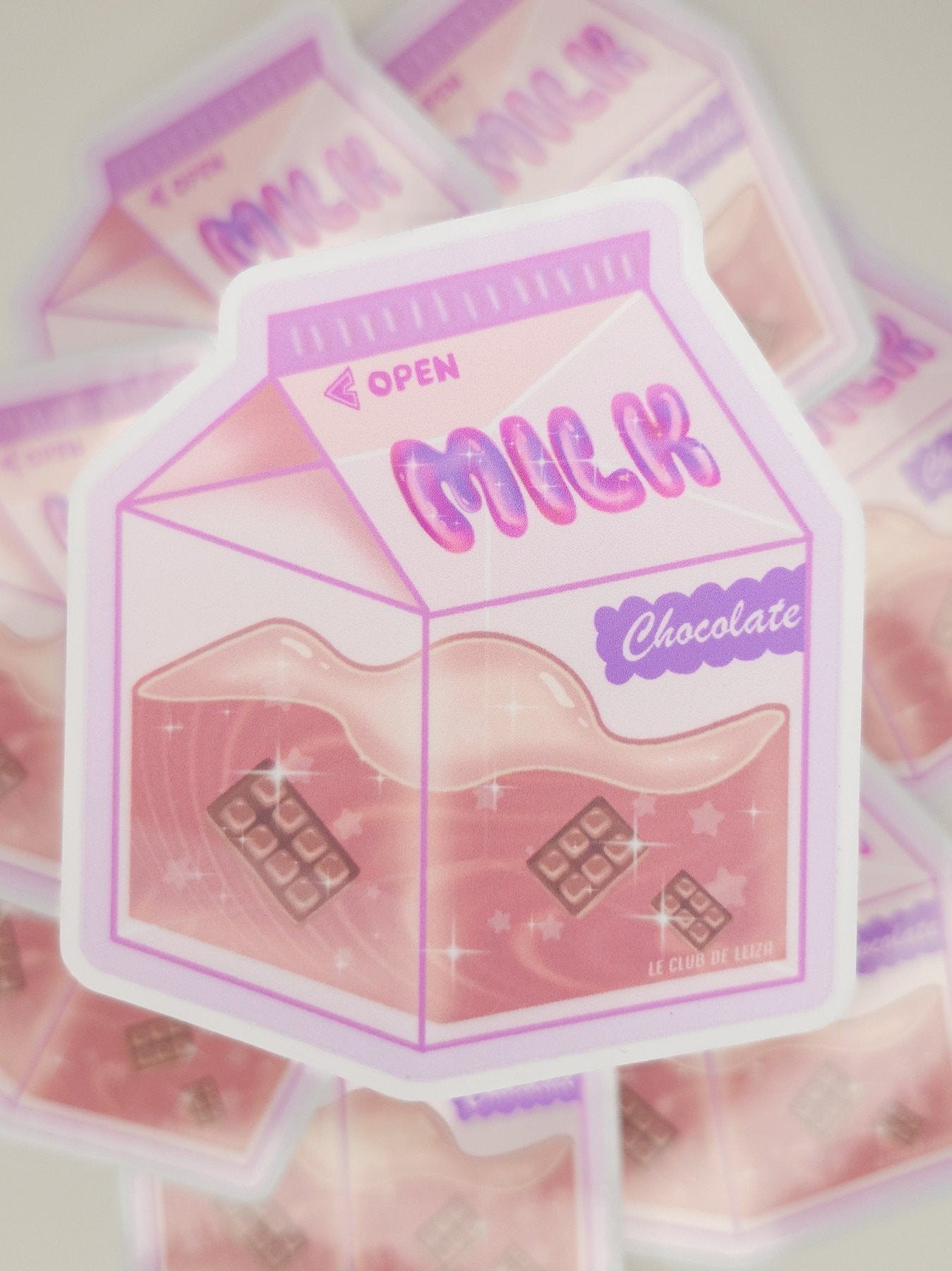Adorable chocolate milk carton sticker with kawaii design, premium vinyl material