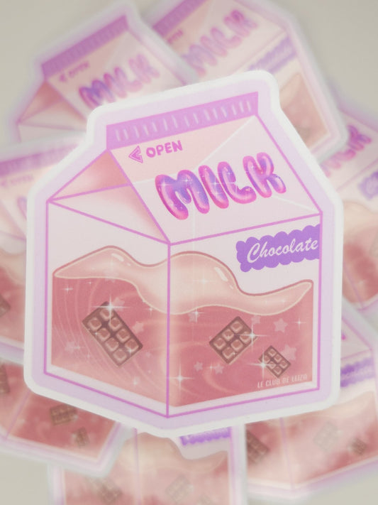 Chocolate, Milk, Purple, Kawaii, Carton, Stickers, Glossy, Vinyl, Handmade, Cute, Mignon