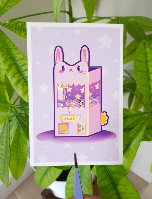 Kawaii Bunny Claw Machine - Art Print Handmade - Le Club de Leiza - Print