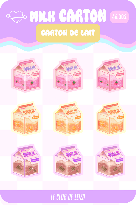 Mini Milk Cartons Vinyl Sticker Sheet | 4"x6" Handmade - Le Club de Leiza - Sticker