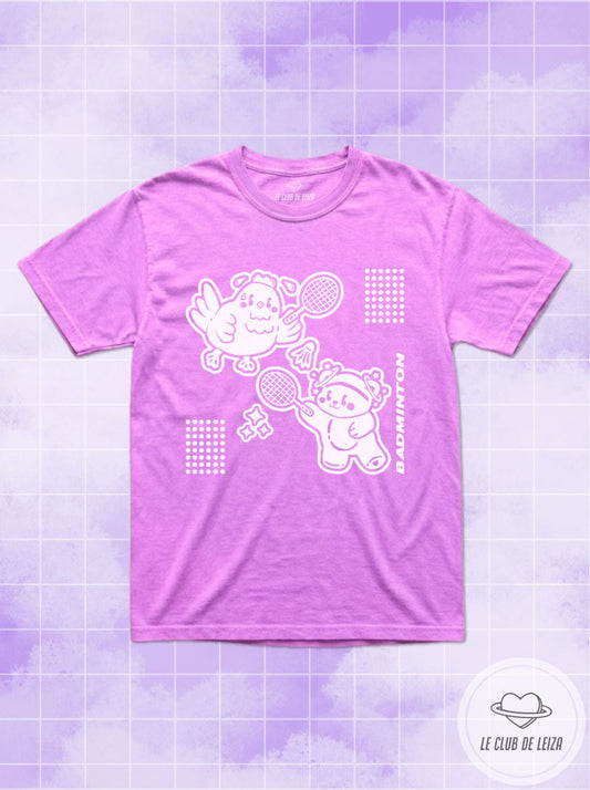 Neon Violet t-shirt with white graphic design on a purple grid background