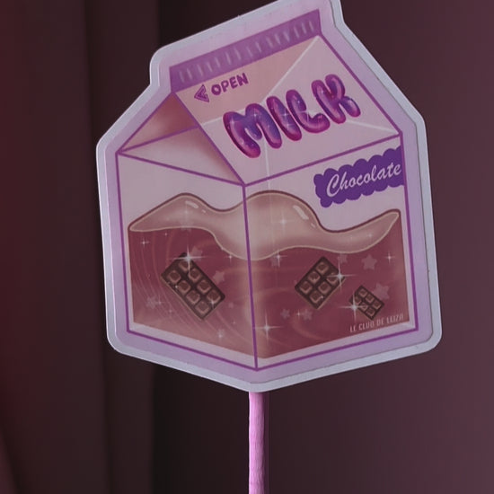 Chocolate, Milk, Purple, Kawaii, Carton, Stickers, Glossy, Vinyl, Handmade, Cute, Mignon, IRL