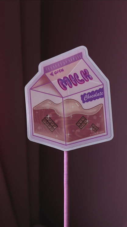 Chocolate, Milk, Purple, Kawaii, Carton, Stickers, Glossy, Vinyl, Handmade, Cute, Mignon, IRL