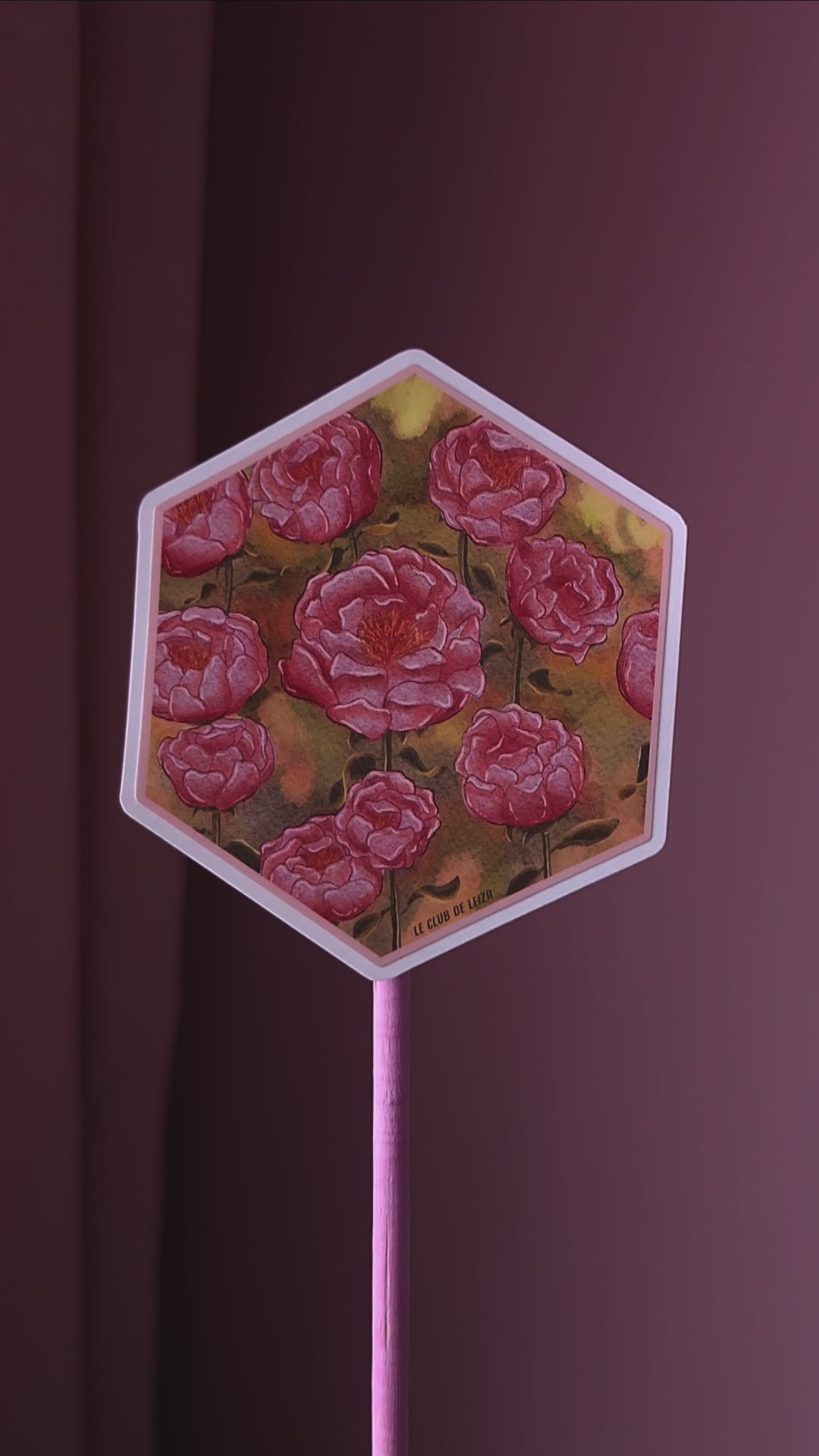 Flower, Peony, Glossy, Stickers, Vinyl, Hexagon, Bouquet, Fleur, Cute, Watercolor, IRL