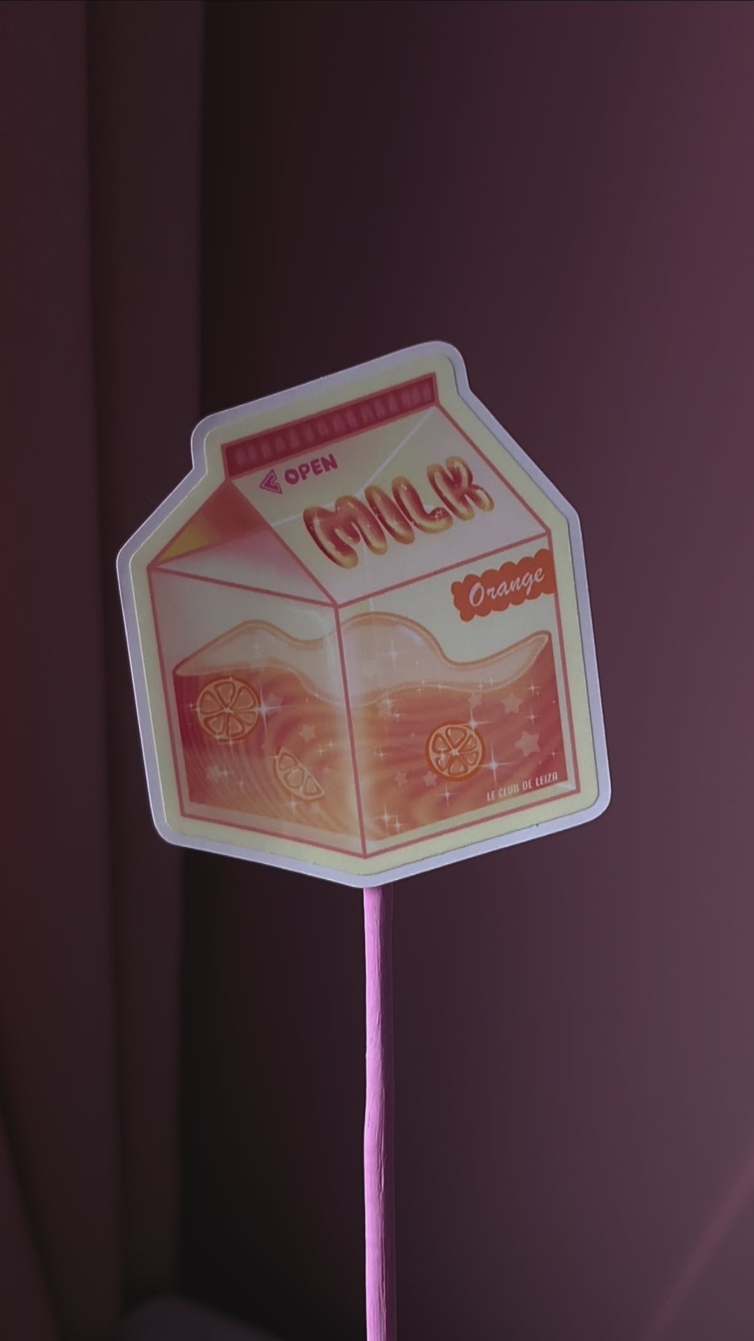 Orange,Milk, Lait, Cute, Mignon, Stickers, Autocollant, Glossy, Carton, Kawaii, Vinyl, Video, IRL