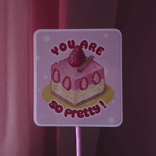Strawberry, Cake, Pink, Red, Desk, Stickers, Autocollant, Video, Vanilla, Pretty, Kawaii