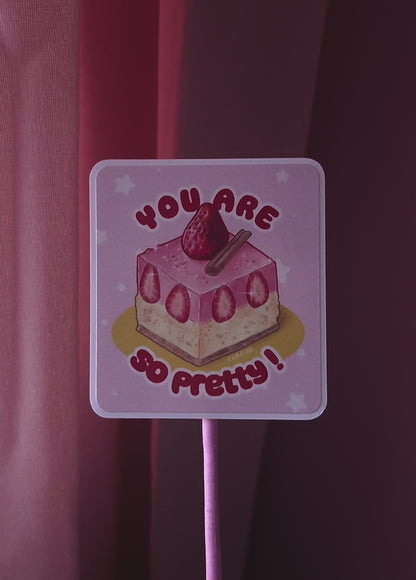 Strawberry, Cake, Pink, Red, Desk, Stickers, Autocollant, Video, Vanilla, Pretty, Kawaii