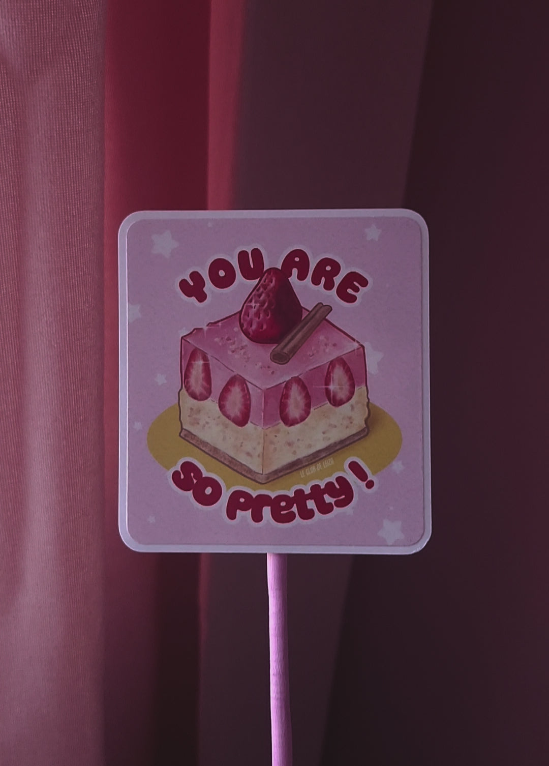 Strawberry, Cake, Pink, Red, Desk, Stickers, Autocollant, Video, Vanilla, Pretty, Kawaii